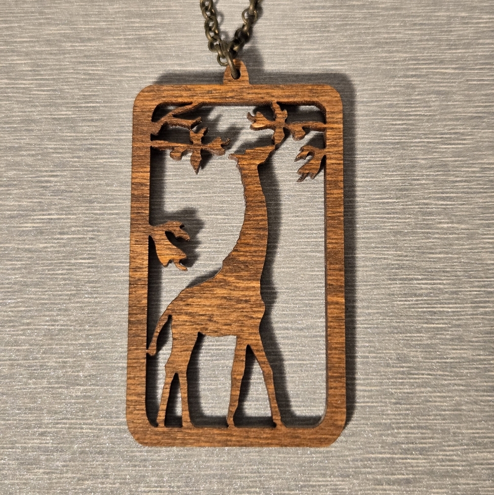 Wooden-Chestnut Giraffe Necklace
